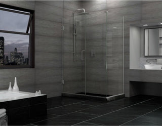 Unidoor Plus 33.5"Wx34.38" DFrameless Hinged Shower Enclosure, Oil Rubbed Bronze