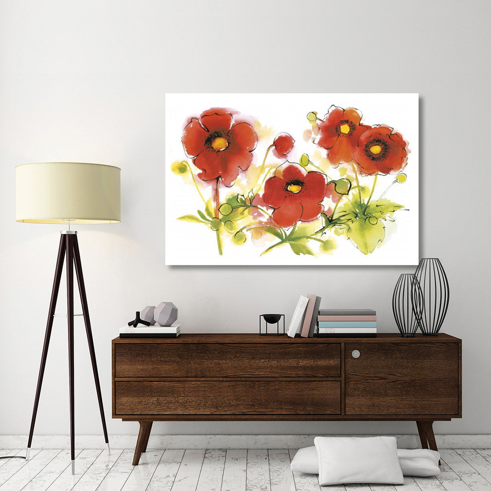 "Flores Rojas VI" Digital Paper Print by Shirley Novak, 62"x42"