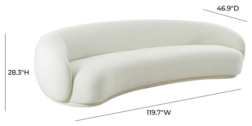 Kendall Cream Velvet 120" Sofa