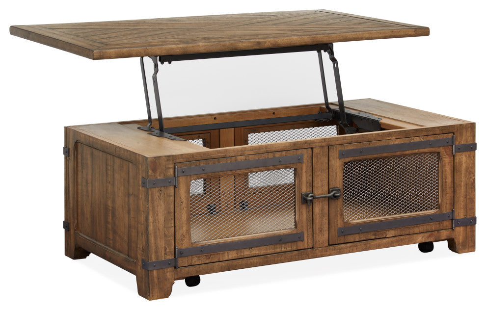 Lift Top Storage Cocktail Table WithCasters