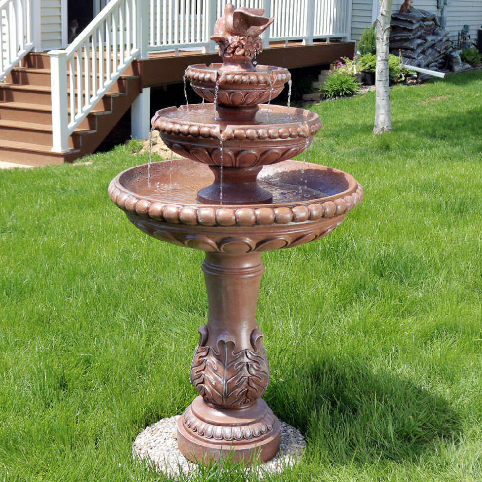 Sunnydaze 3-Tier Dove Pair Outdoor Water Fountain, Patio and Garden, 43"