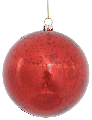 Vickerman 4" Ball Mercury Finish Shiny Set, of 6, Red