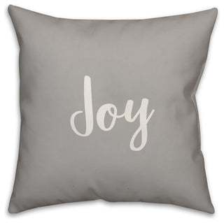 Joy, Gray 18x18 Throw Pillow