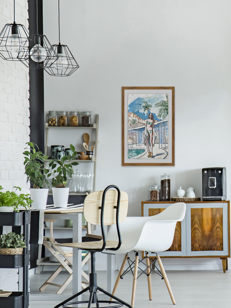 "Breezy Pool" Framed Painting Print, 20"x30"