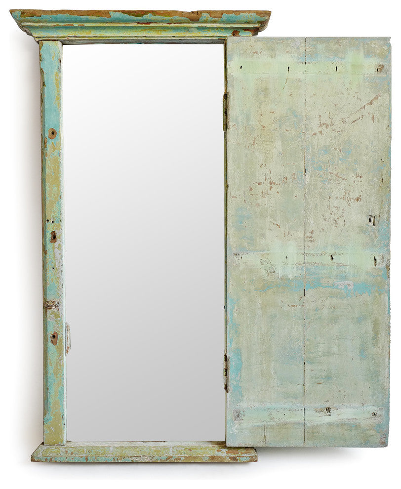 Consigned Wood Shutter Door Mirror