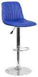Contemporary Vinyl Adjustable Height Barstool With Chrome Base, Blue
