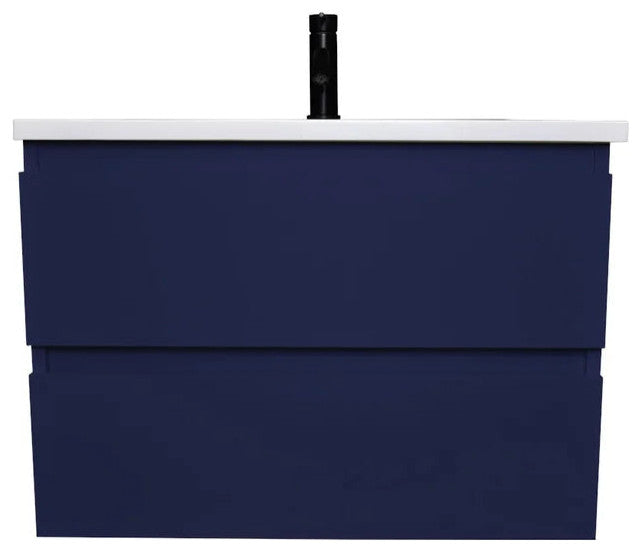 Salt 20Dx30" Floating Bathroom Vanity, Navy With Acrylic Top