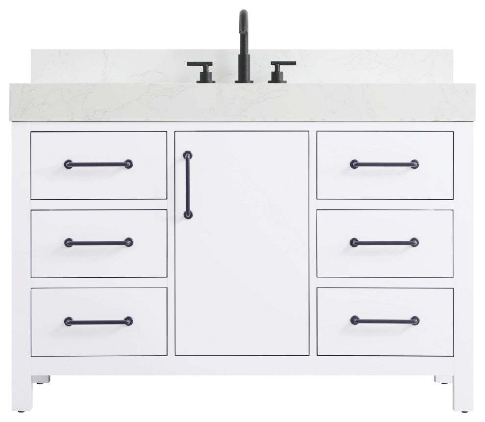 Home Living 48" Single Bathroom Vanity, White With Backsplash