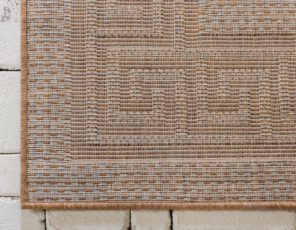 Rug Unique Loom Outdoor Border Light Brown Rectangular 3' 3 x 5' 0