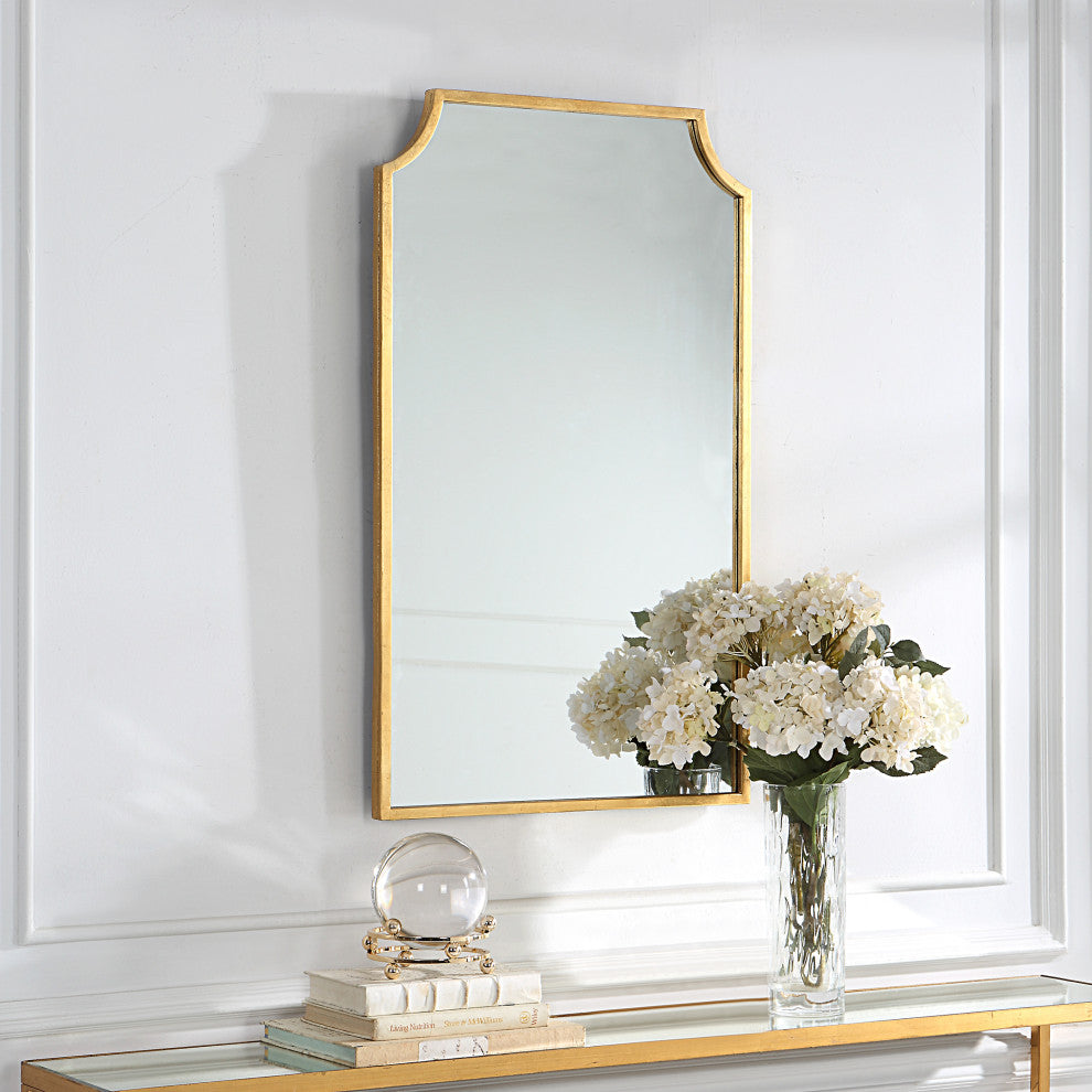 Contemporary 22" x 36" Iron Gold Leaf Mirror