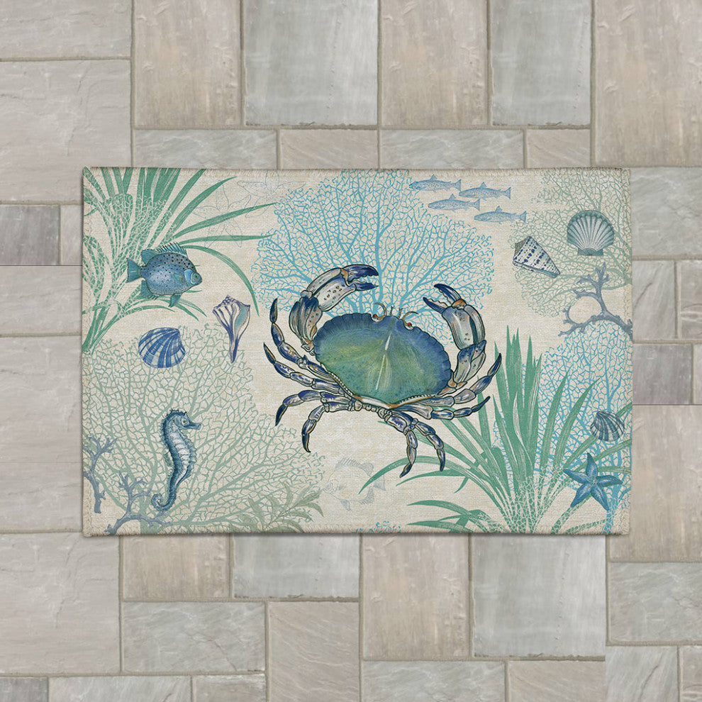 Blue Crab 4'x6' Outdoor Area Rug, 4'x6'