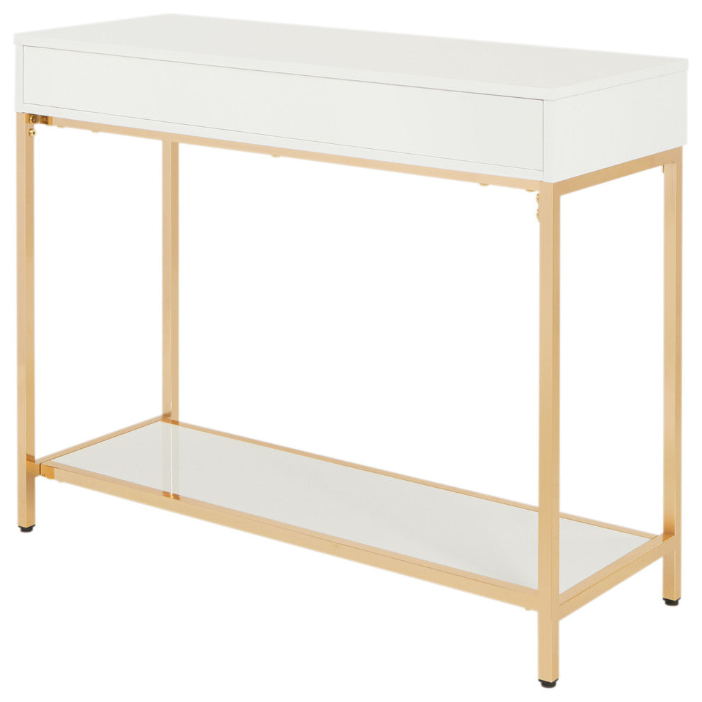 Alios Foyer Table With White Gloss and Gold Chrome Plated Frame