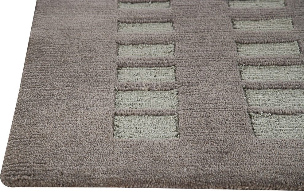 Hand Knotted Grey New Zealand Wool Area Rug