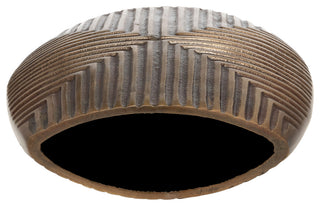 Metal, 10"H Ribbed Vase, Brass Antique