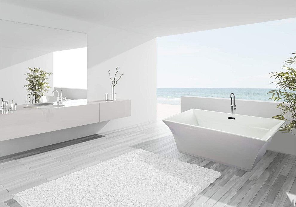 Fine Fixtures Sanctuary Freestanding Bathtub With Drain, White