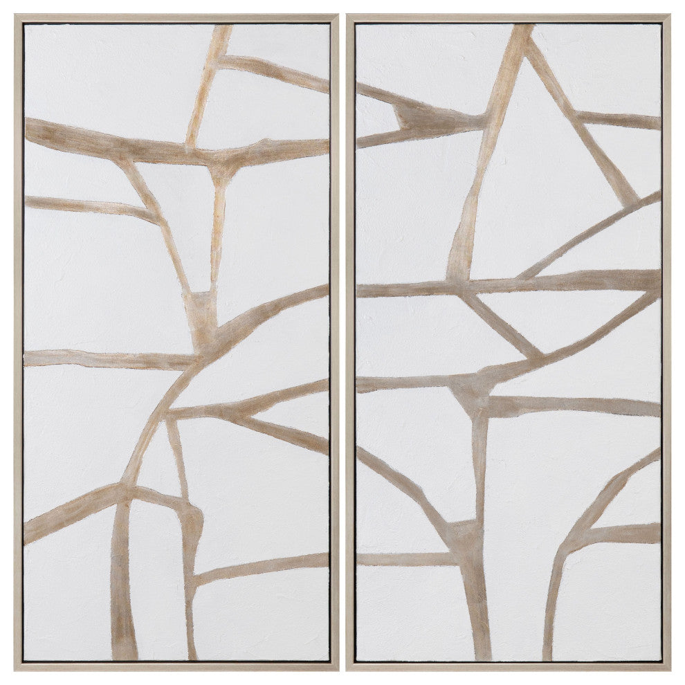 Silverlines Canvas 2-Piece Wall Art With Silver Frame