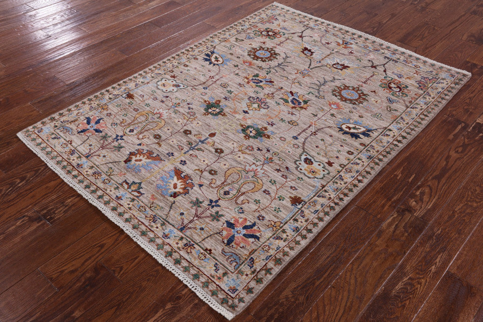 Persian Tabriz Hand-Knotted Wool Rug 4' 5" X 6' 0" Q10016