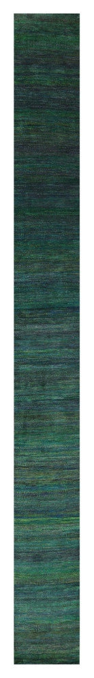 2' 6" X 25' 8" Runner Hand Knotted Super Savannah Gabbeh Wool and Silk Rug Q8616