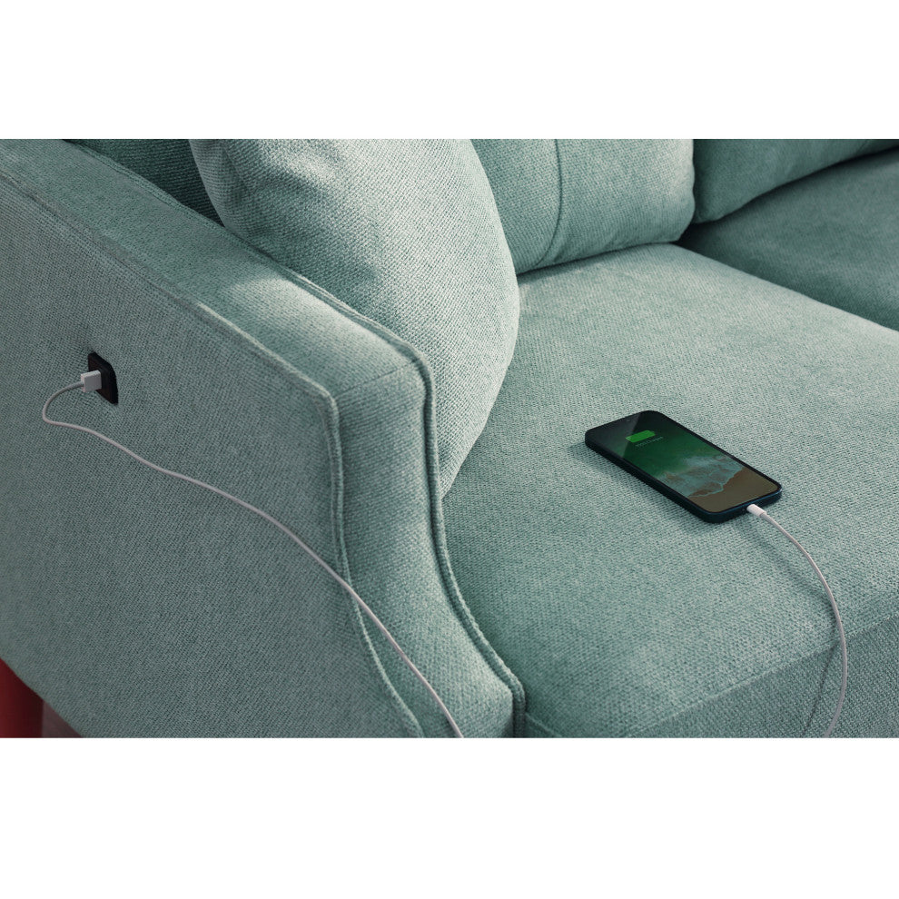GDF Studio Living Space Waterproof Sofa with Premium Comfort and USB Charging, Blue