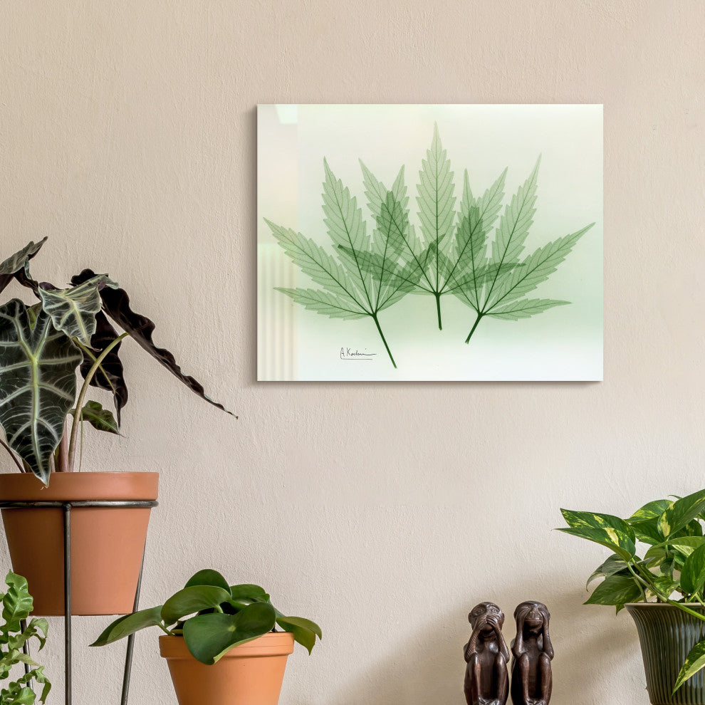 "Green Flower" Frameless Free Floating Panel Graphic Wall Art, 16"x20"