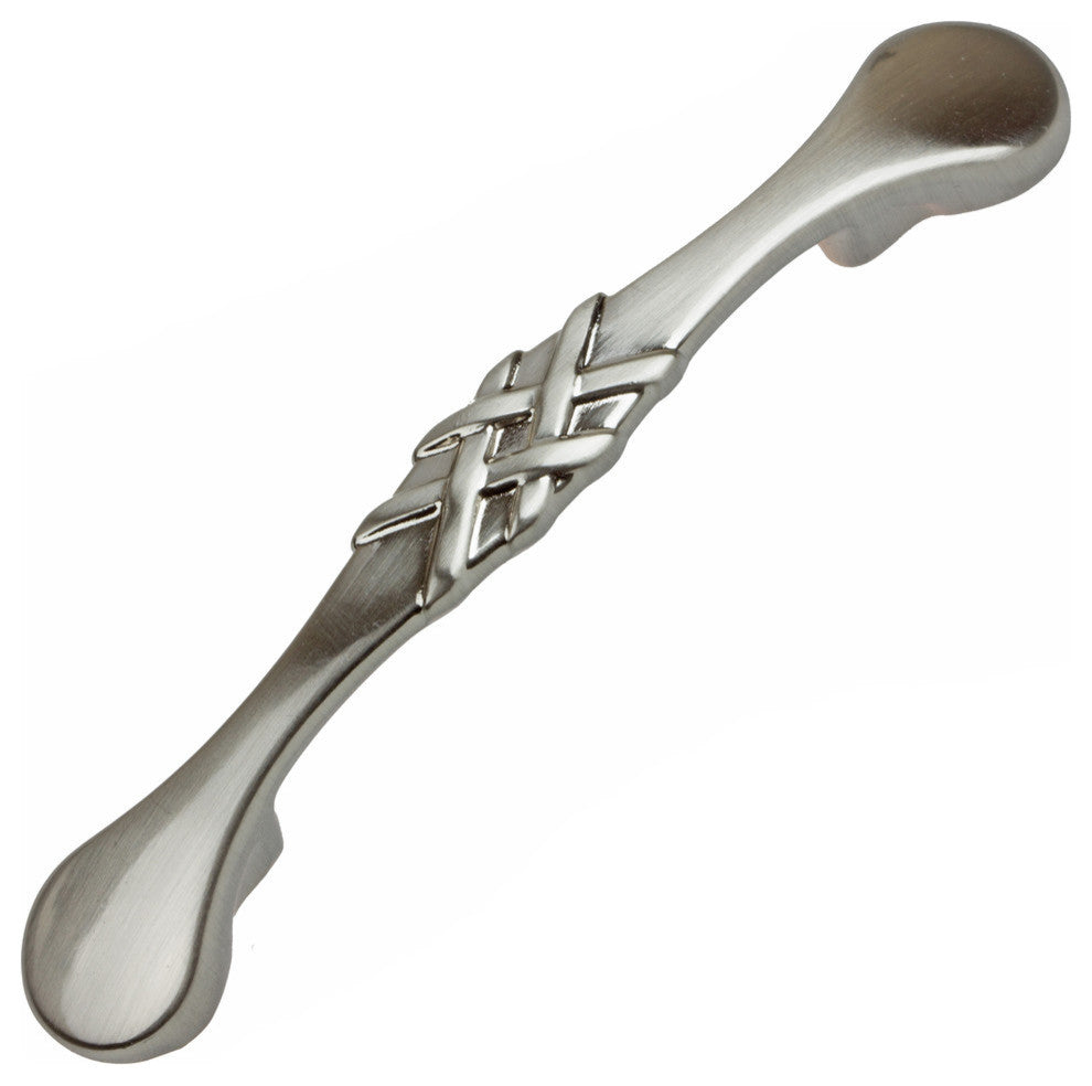 3" Center Braided Pull, Set of 3, Satin Nickel