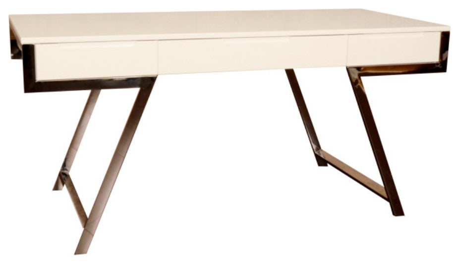 Modrest Dessart Modern White Gloss Desk