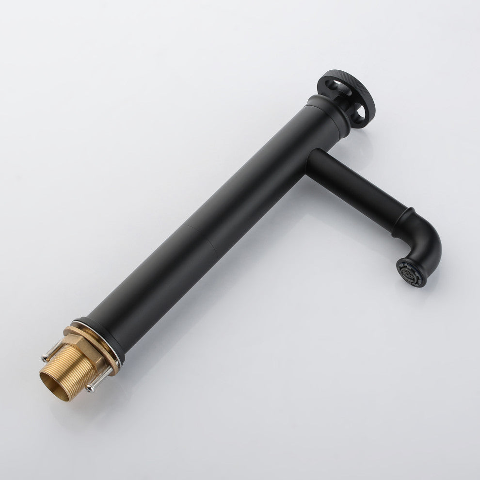 Deck Mounted Single Hole Bathroom Sink Faucet, Matte Black