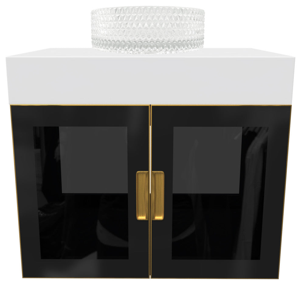 Modern Wall-Mount Vanity With Top & 14" Sink, Clear, 30"
