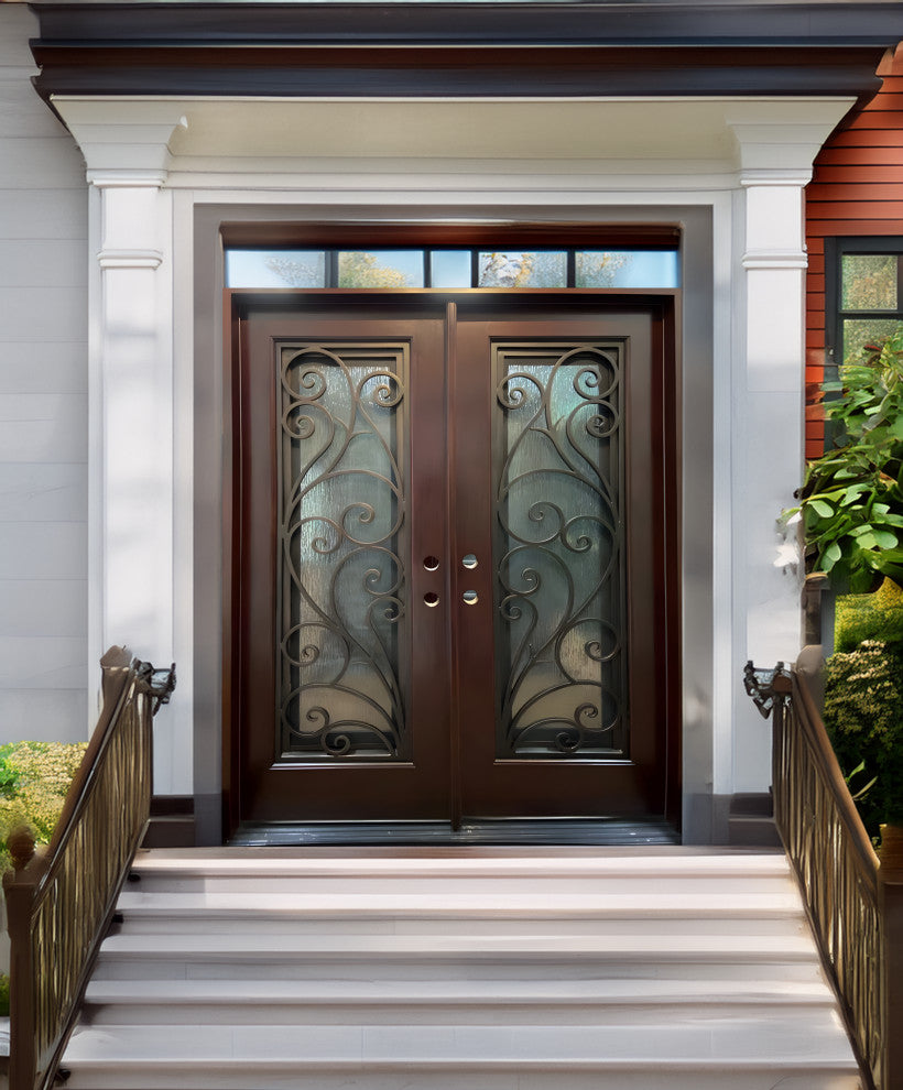 Exterior Front Entry Composite Double Door FRC08, 60"x80", Left Opening Inward