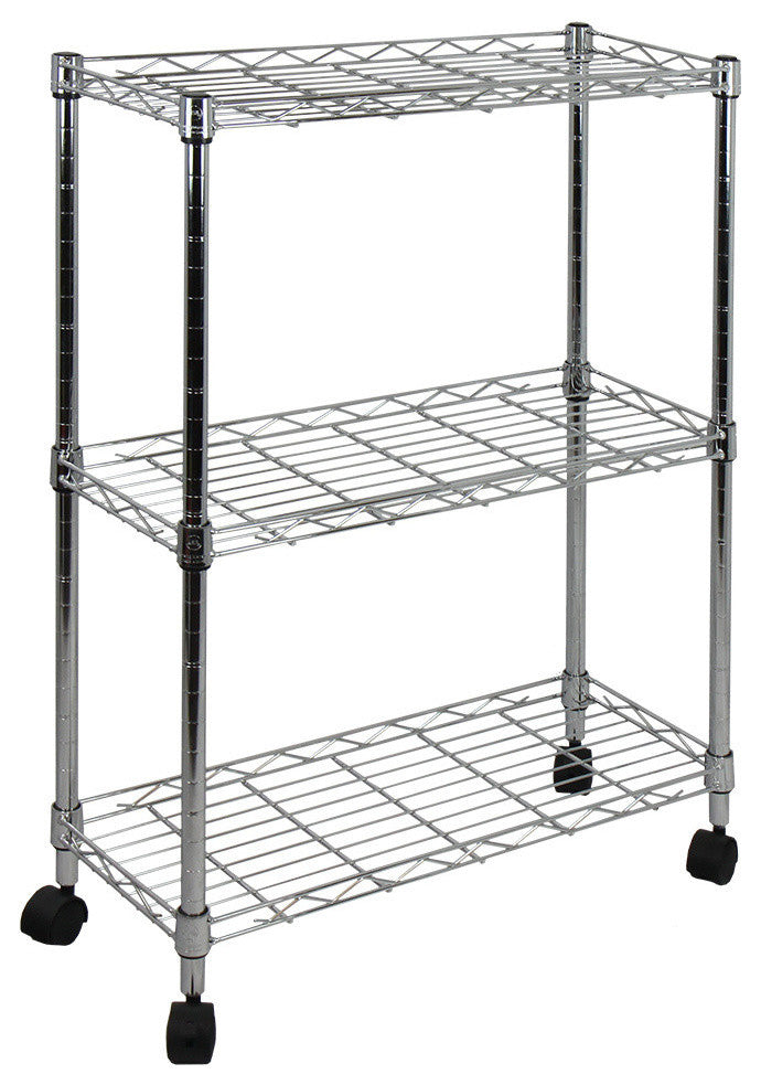 Oceanstar 3 Tier Shelving All-Purpose Utility Cart, Chrome