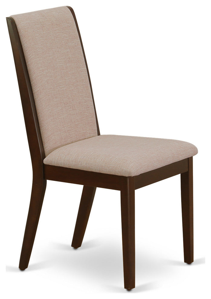 3 Pc Dining Set, Mahogany Breakfast Table, 2 Light Tan and Chairs, High Back