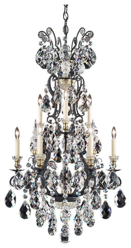 Renaissance 10-Light Chandelier in Black With Clear Heritage Crystal