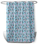 70"Wx73"L Bunnies and Eggs Shower Curtain, After Rain Blue