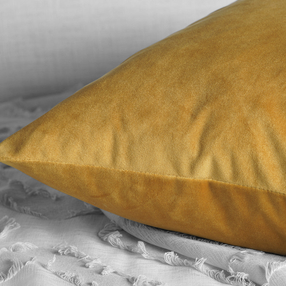Heritage Plush Velvet Cushion Cover Pair, Aztec Gold, 18w X 18l