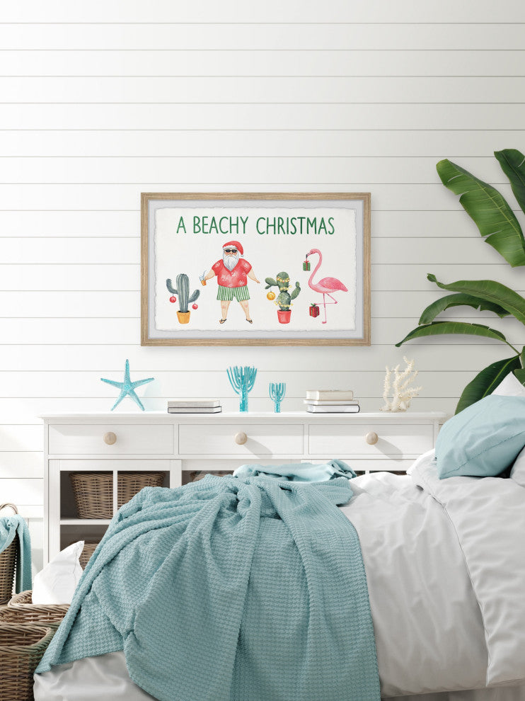 "Merry Beachy Christmas" Framed Painting Print, 45x30