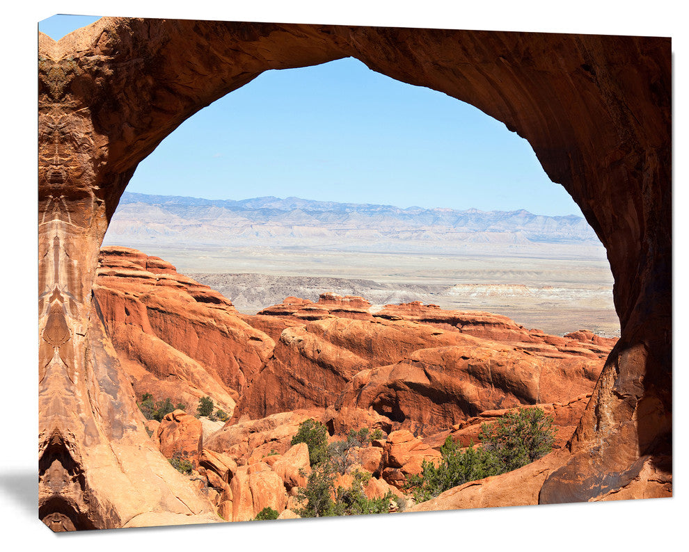 Huge Arch into Rocky Terrains, Landscape Canvas Art Print, 40"x30"