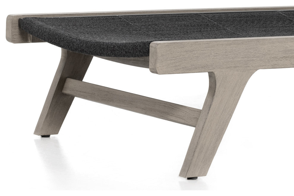 Julian Outdoor Chaise Lounge Weathered Grey, Fsc, Grey Rope, Dark Grey Rope