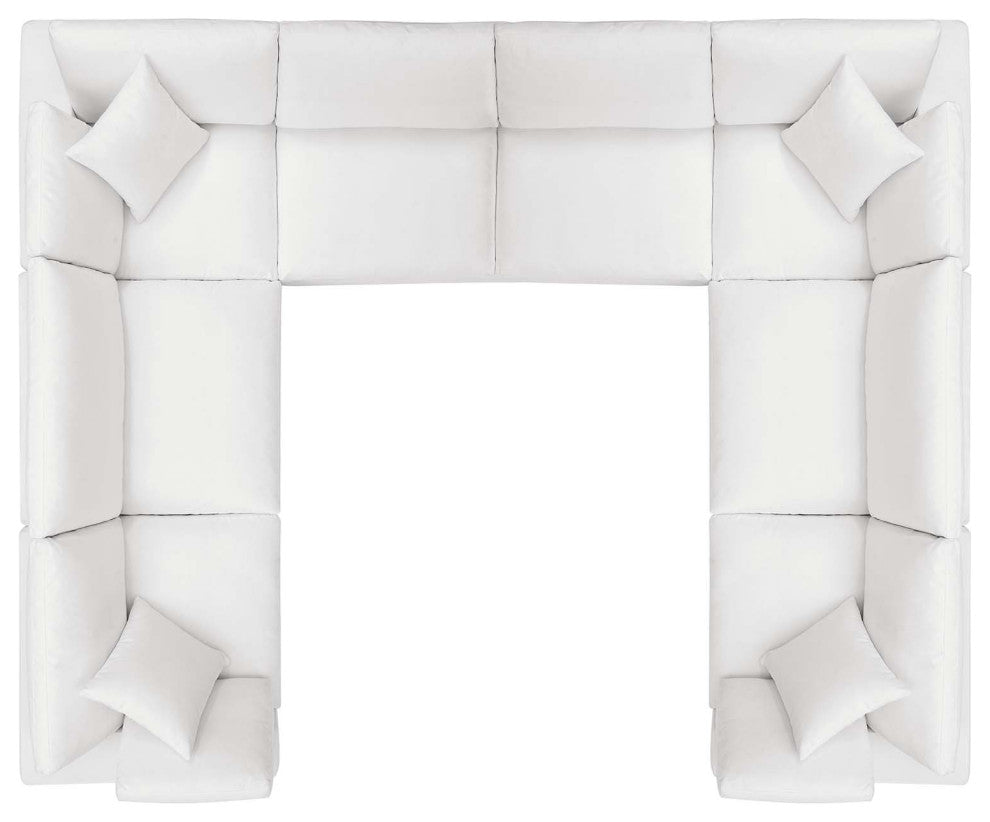 Modular Sectional Deep Sofa Set, White, Fabric, Modern, Lounge Cafe Hospitality