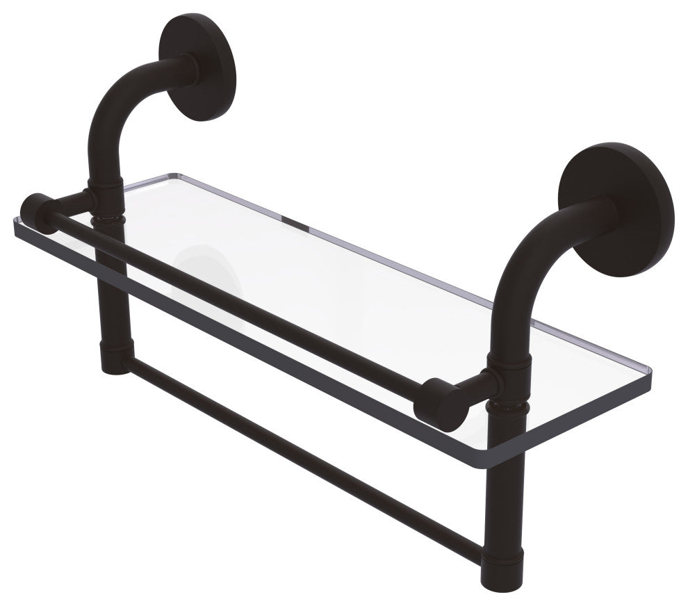 Remi 16" Gallery Glass Shelf with Towel Bar, Oil Rubbed Bronze