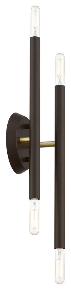 Soho 4 Light Bronze With Antique Brass Accents ADA Sconce