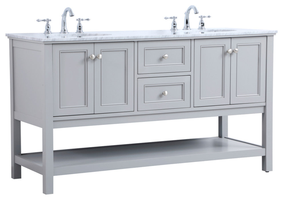 Home Living 60" Double Sink Bathroom Vanity Set, Gray