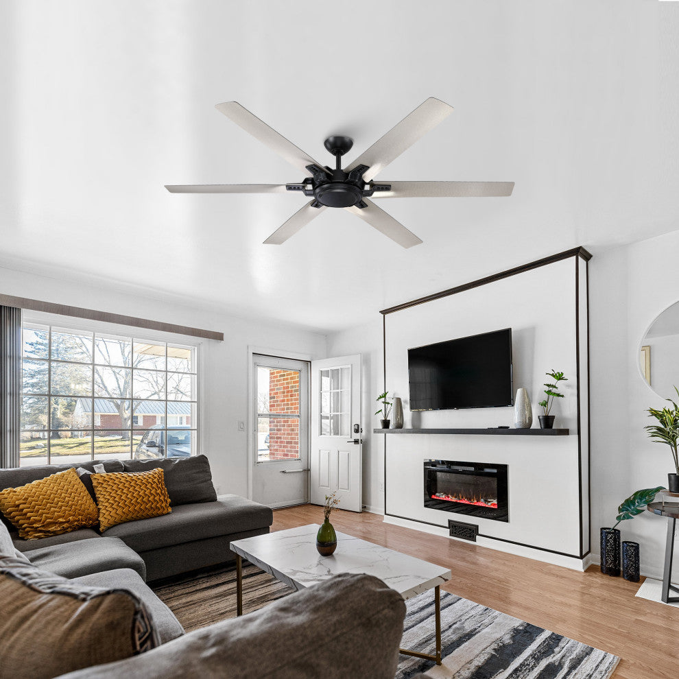 Max 70 in. Black Ceiling Fan With 6-Blades, DC Reversible Motor, 6-Speeds