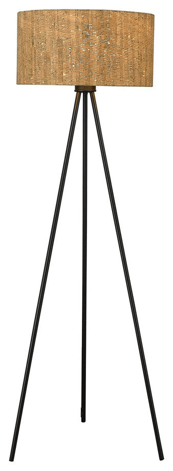 58" Matte Black Tripod Floor Lamp With Shade