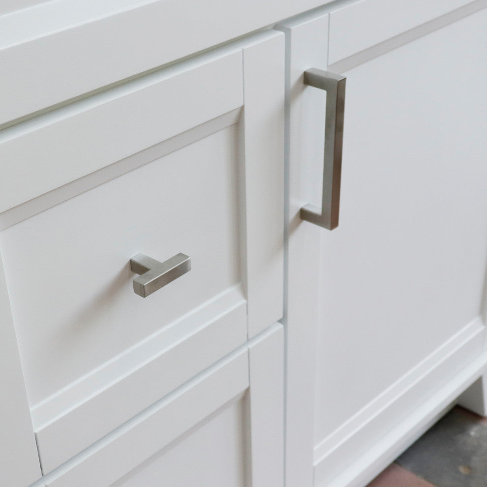 37" Single Sink Vanity, White Finish With White Engineered Stone Top