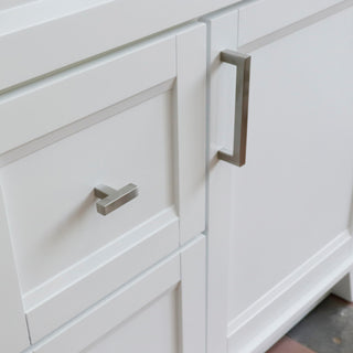 37" Single Sink Vanity, White Finish With White Engineered Stone Top