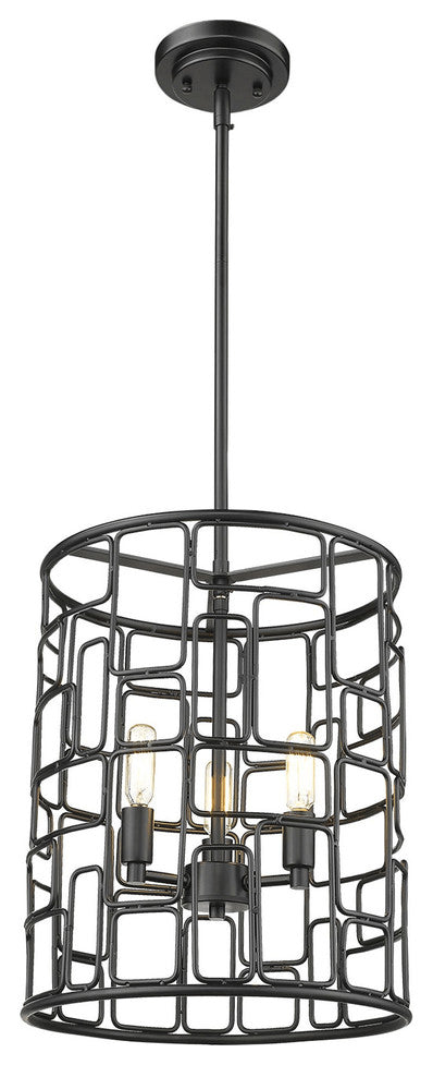 Amoret 3-Light Matte Black Convertible Pendant