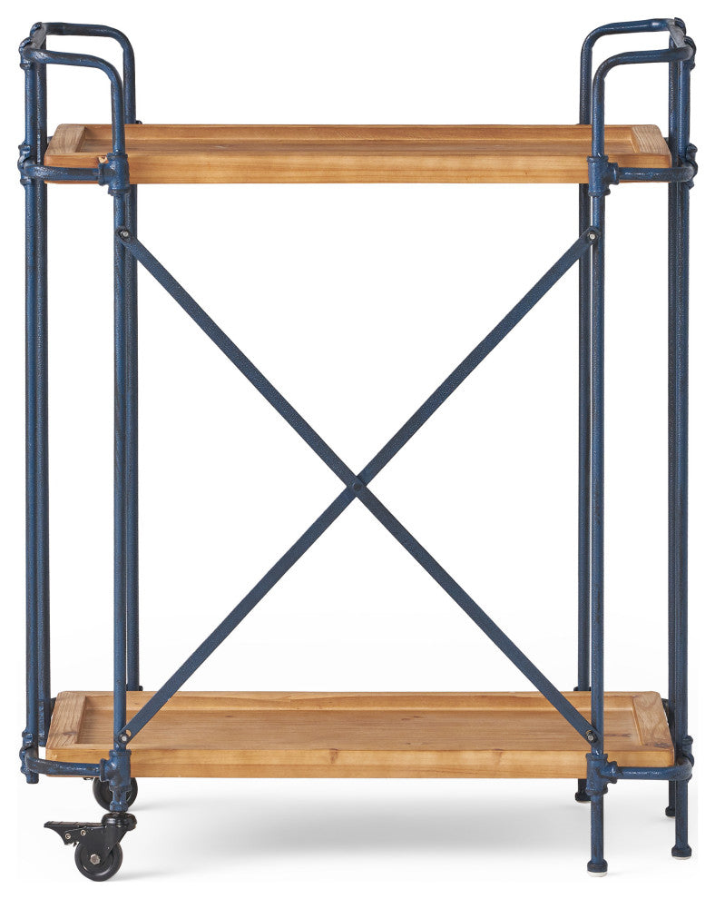 GDF Studio Samara Outdoor Industrial Bar Cart, Natural and Black