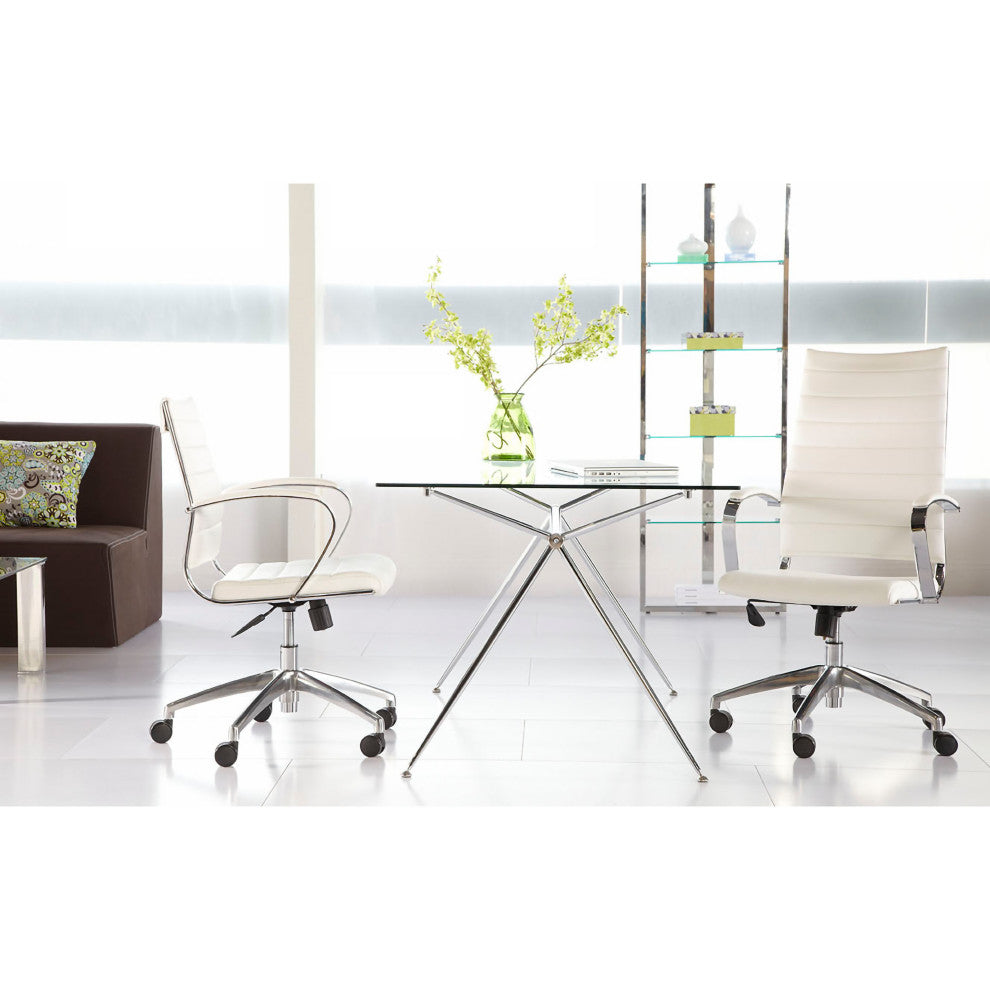 Axel High Back Office Chair, White With Aluminum Base