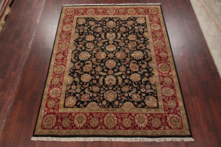 Agra Indian Hand-Knotted Area Rug Oriental Traditional, Black, 10'3"X8'0"