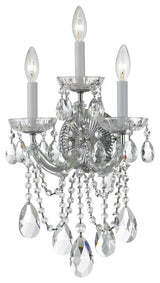 Crystorama 4423-CH-CL-SAQ, 3-Light Wall Mount, Polished Chrome